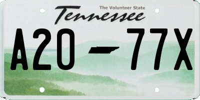 TN license plate A2077X