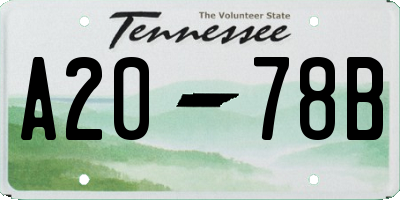 TN license plate A2078B