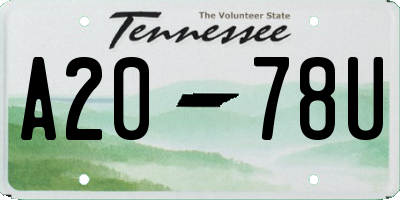 TN license plate A2078U