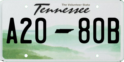 TN license plate A2080B