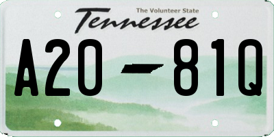TN license plate A2081Q