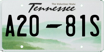 TN license plate A2081S