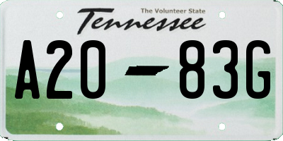 TN license plate A2083G