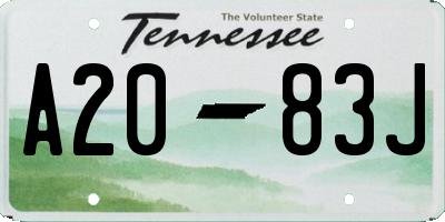 TN license plate A2083J