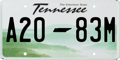 TN license plate A2083M