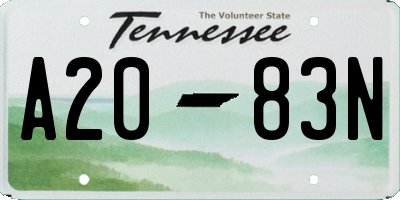 TN license plate A2083N