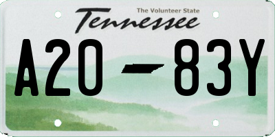 TN license plate A2083Y