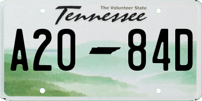 TN license plate A2084D