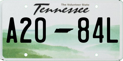 TN license plate A2084L