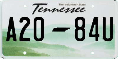 TN license plate A2084U
