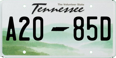TN license plate A2085D