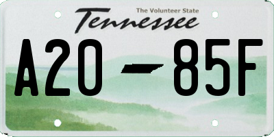 TN license plate A2085F