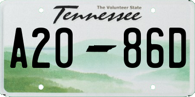 TN license plate A2086D