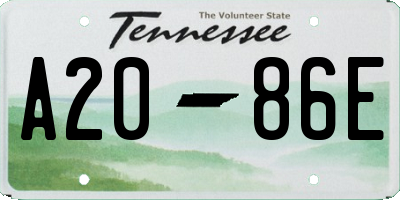 TN license plate A2086E