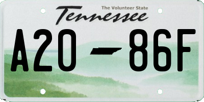 TN license plate A2086F