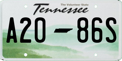 TN license plate A2086S