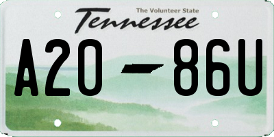 TN license plate A2086U