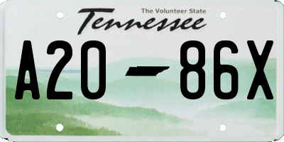 TN license plate A2086X