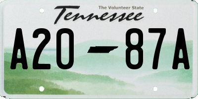TN license plate A2087A
