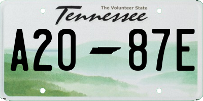 TN license plate A2087E