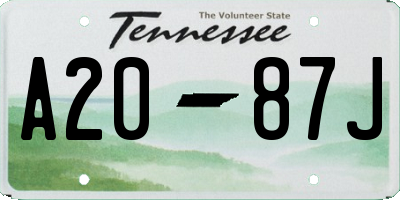 TN license plate A2087J