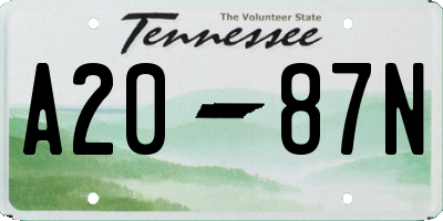 TN license plate A2087N