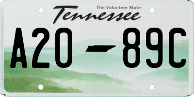 TN license plate A2089C