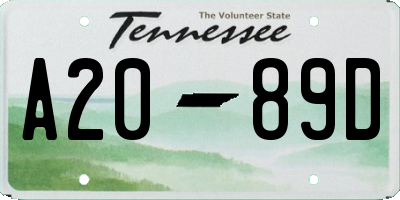 TN license plate A2089D
