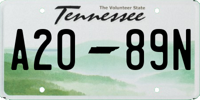 TN license plate A2089N