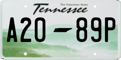 TN license plate A2089P