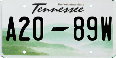 TN license plate A2089W