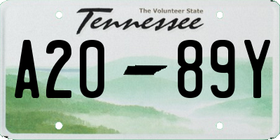 TN license plate A2089Y
