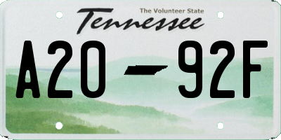 TN license plate A2092F