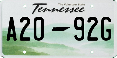 TN license plate A2092G