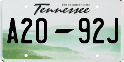 TN license plate A2092J