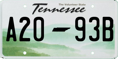 TN license plate A2093B
