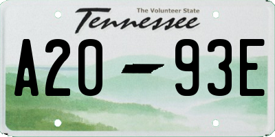 TN license plate A2093E