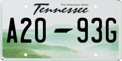 TN license plate A2093G