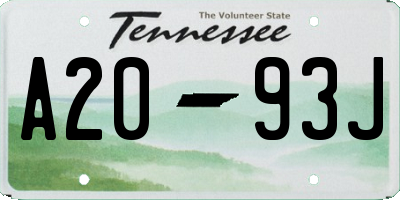 TN license plate A2093J