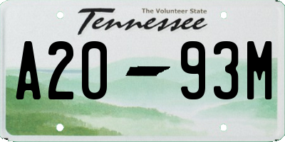 TN license plate A2093M