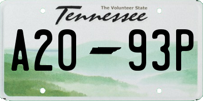 TN license plate A2093P