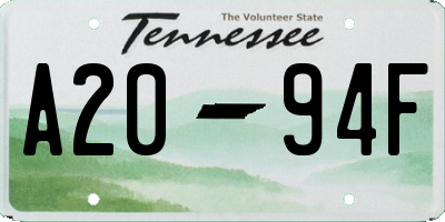 TN license plate A2094F
