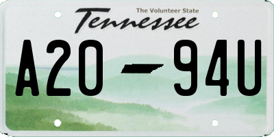 TN license plate A2094U