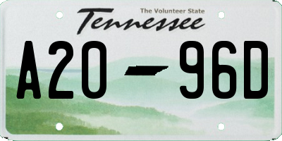 TN license plate A2096D