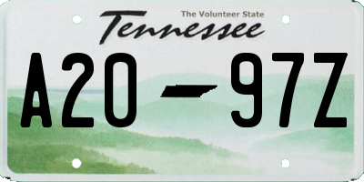 TN license plate A2097Z