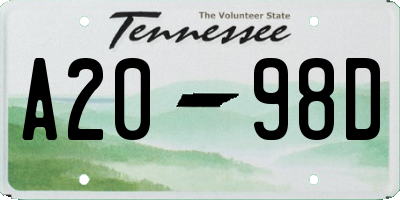 TN license plate A2098D