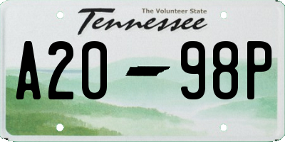 TN license plate A2098P