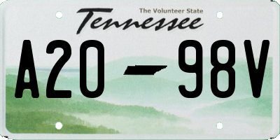 TN license plate A2098V