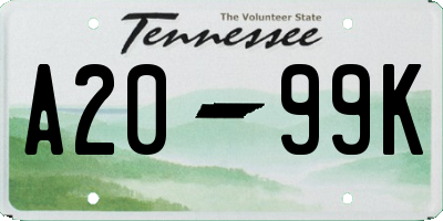 TN license plate A2099K