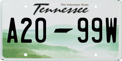 TN license plate A2099W